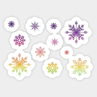 Bright Rainbow Faux Glitter Snowflakes Sticker